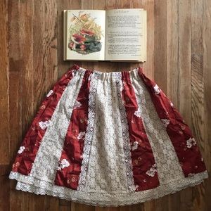 Vintage Folk Cottage Core Lace Floral Skirt